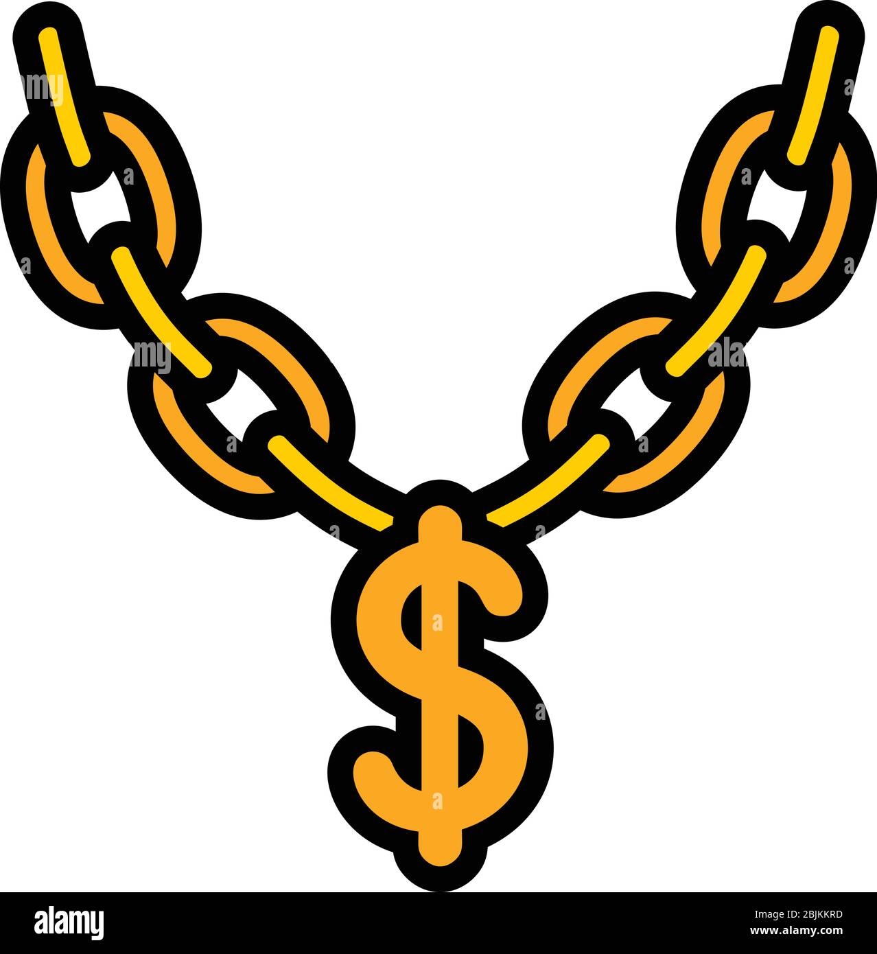 Symbol für die Halskette mit Dollarzeichen. Umriss Dollar Zeichen Halskette Vektor-Symbol für Web-Design isoliert auf weißem Hintergrund Stock Vektor