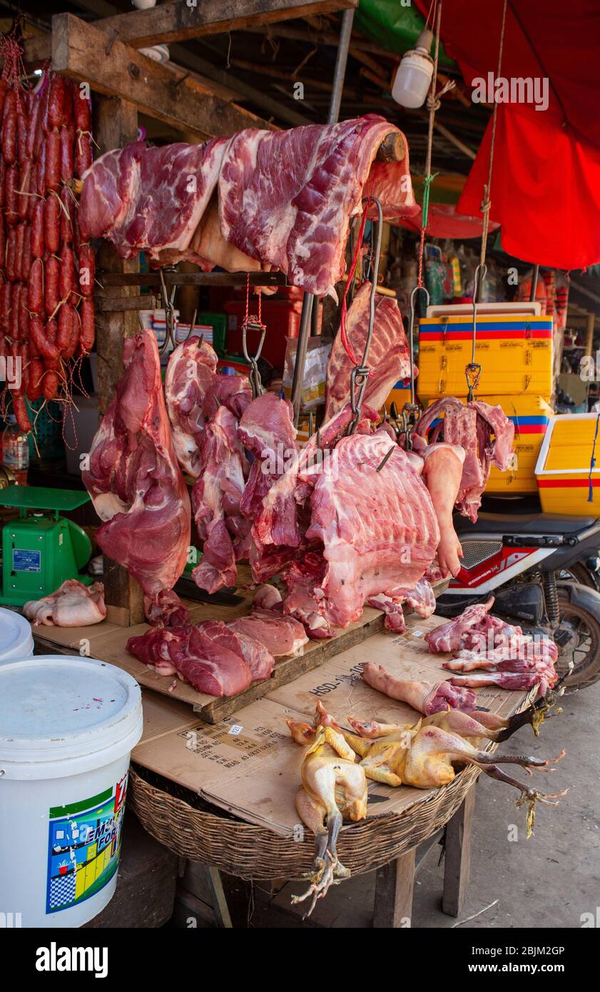 Fleischmarkt in Kambodscha Stockfoto