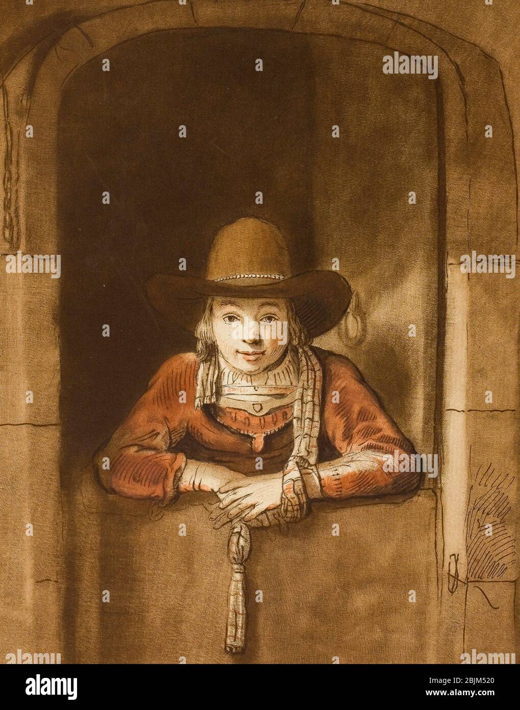Autor: Jacob Cornelis Ploos van Amstel. Ein Jungling (Titus) - Jacob Cornelis Ploos van Amstel (Niederländisch, 1726-1798) nach Rembrandt van Rijn (Niederländisch, Stockfoto