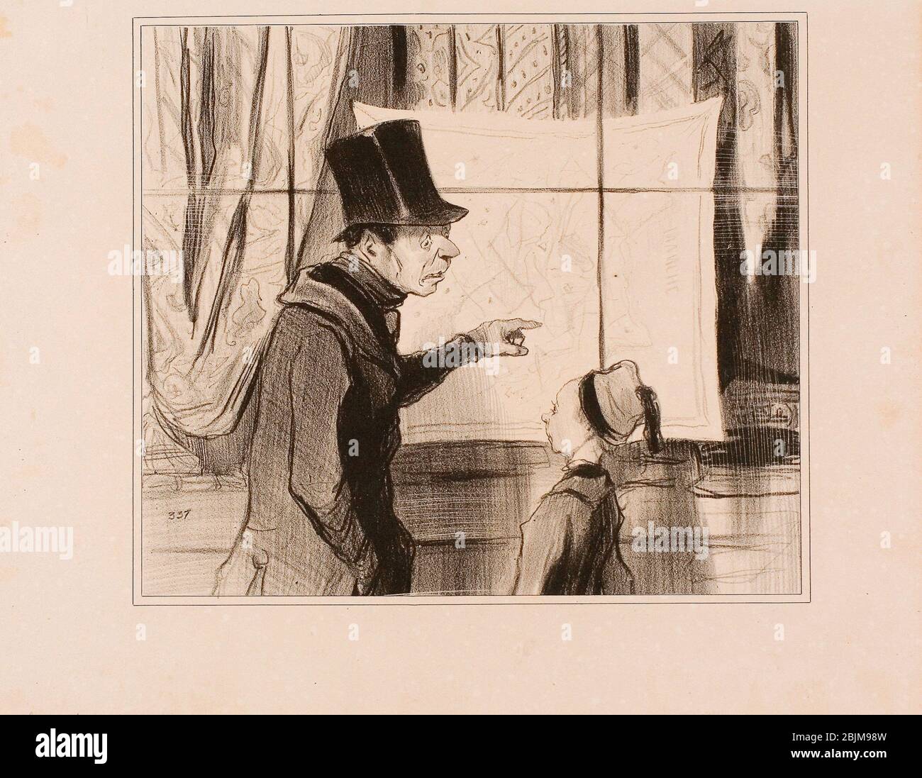 Autor: Honor-Victorin Daumier. Geogaphische Tücher. 'Schau mal Dodolphe, das ist wirklich das letzte Opfer, das ich für deine Erziehung tun werde Stockfoto