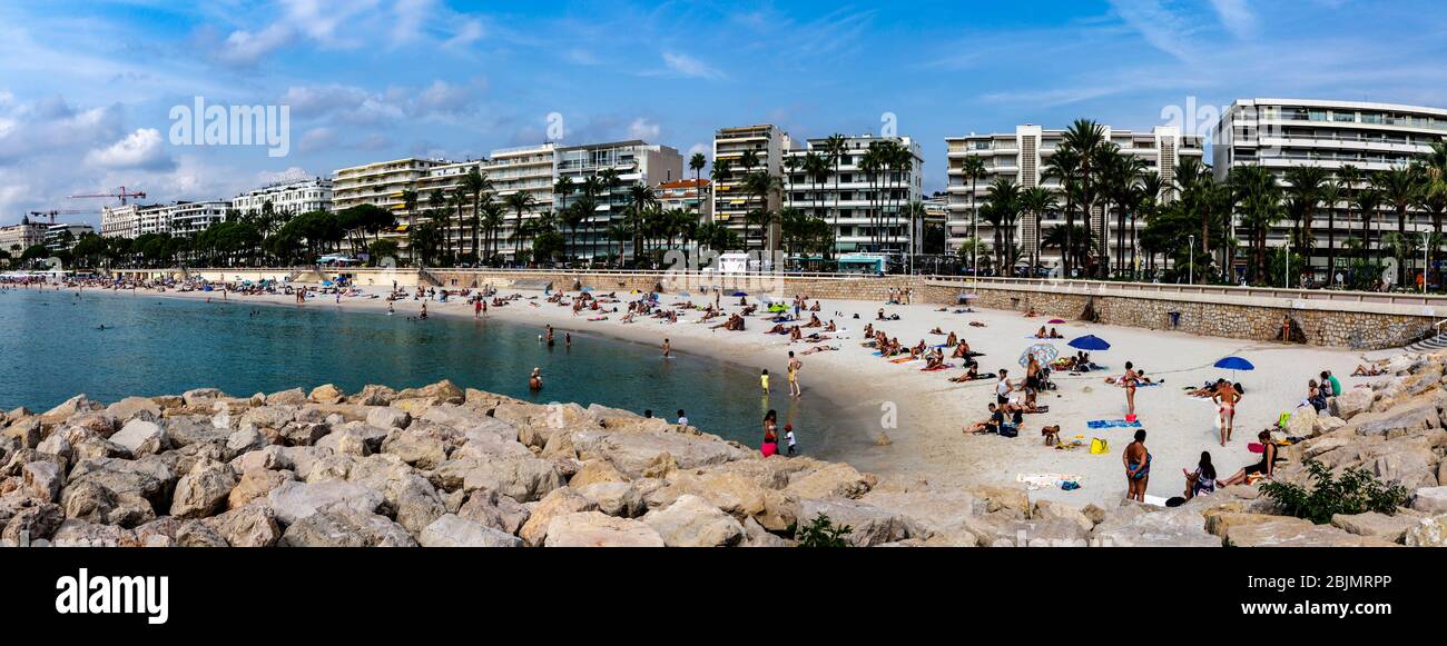 Strand von Cannes Gazagnaire, Cote d'Azur, Provence, Frankreich. Stockfoto