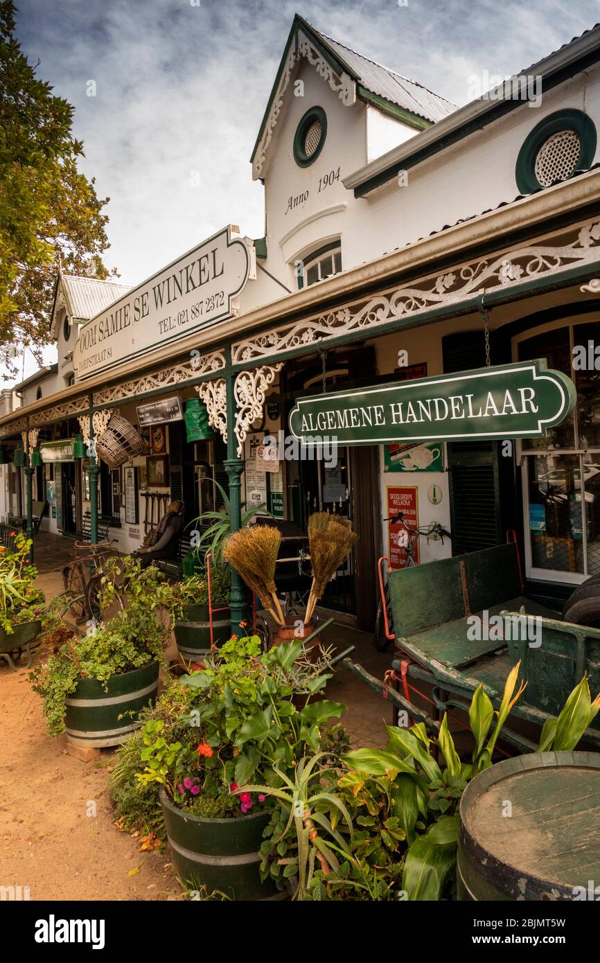 Südafrika; Stellenbosch; Dorp Street, Oom Samie se Winkel, neu gestaltete altmodische 1904 Händler-Geschäft Stockfoto