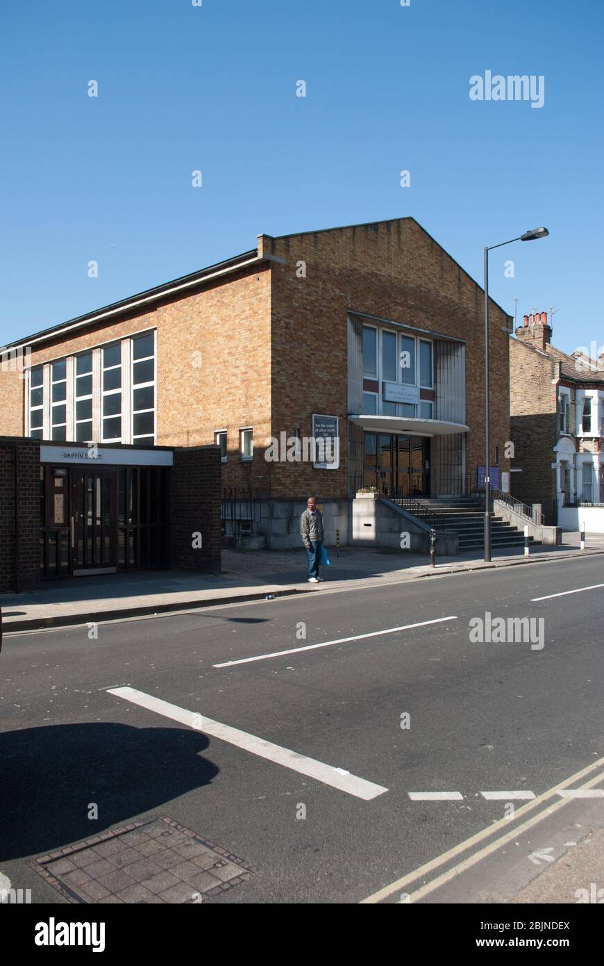 Uxbridge Road Tabernacle Reformierte Baptist Church, Bloemfontein Road, Shepherds Bush, London, W12 0SU Stockfoto