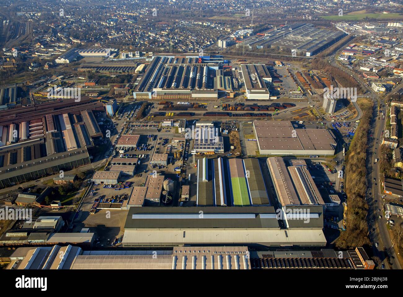 , Technische Ausrüstung und Produktionsanlagen des Stahlwerks Thyssen Krupp in Mülheim, 26.01.2017, Luftaufnahme, Deutschland, Nordrhein-Westfalen, Ruhrgebiet, Mülheim/Ruhr Stockfoto