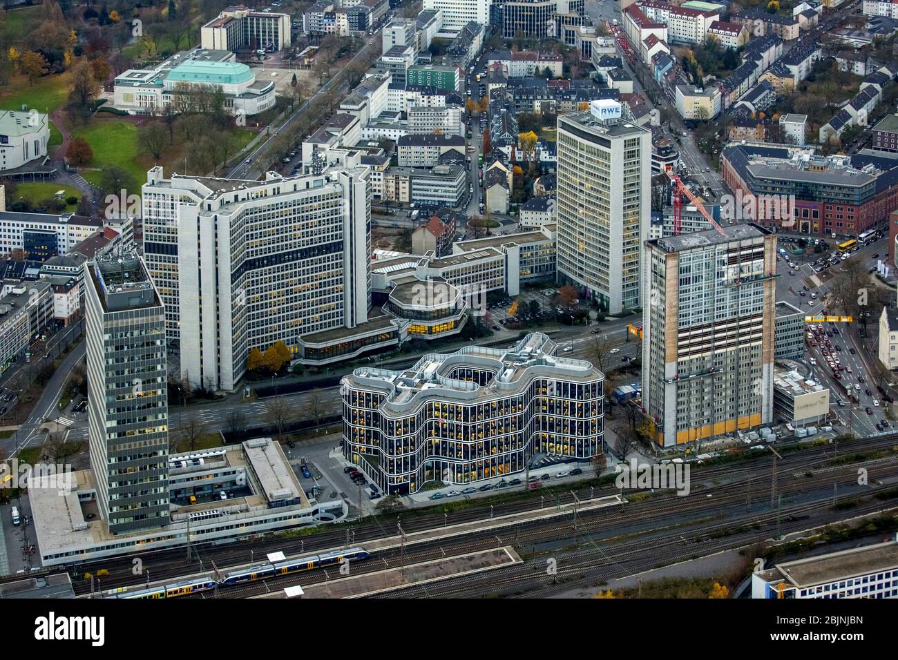 Neuer Firmensitz der DB Schenker AG in Essen, 23.11.2016, Luftaufnahme, Deutschland, Nordrhein-Westfalen, Ruhrgebiet, Essen Stockfoto