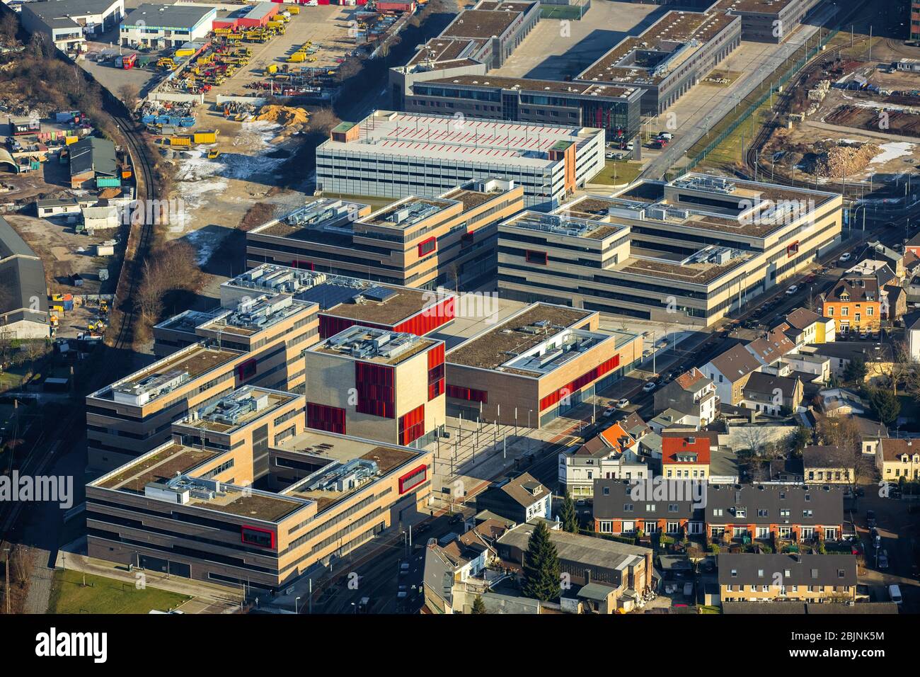 Neubau der Universität Duisburg, Hochschule Ruhr West, in Mülheim an der Ruhr, 26.01.2017, Luftaufnahme, Deutschland, Nordrhein-Westfalen, Ruhrgebiet, Mülheim/Ruhr Stockfoto