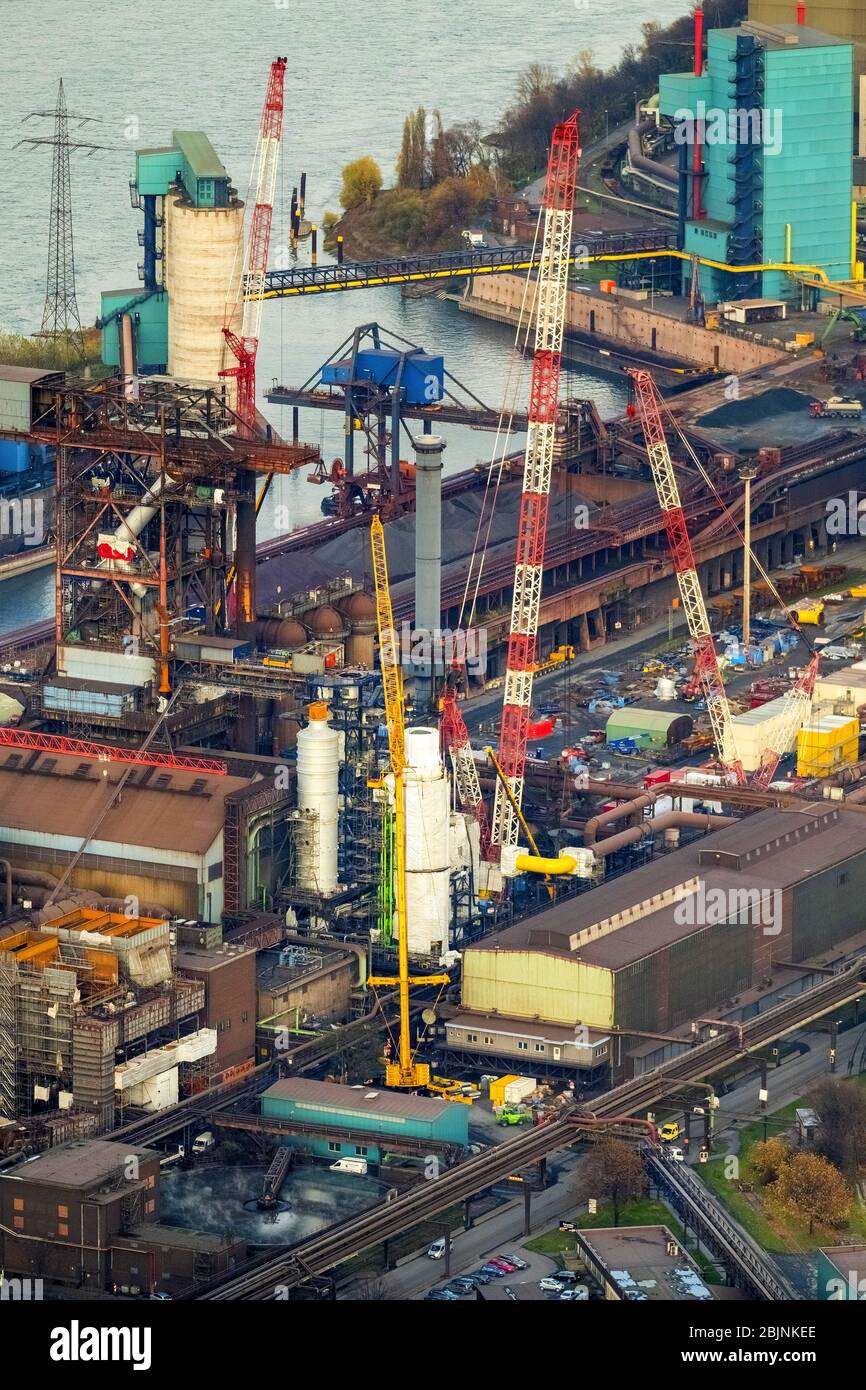 Technische Ausstattung und Produktionsanlagen der Hüttenwerke Krupp Mannesmann GmbH in Duisburg, 23.11.2016, Luftaufnahme, Deutschland, Nordrhein-Westfalen, Ruhrgebiet, Duisburg Stockfoto