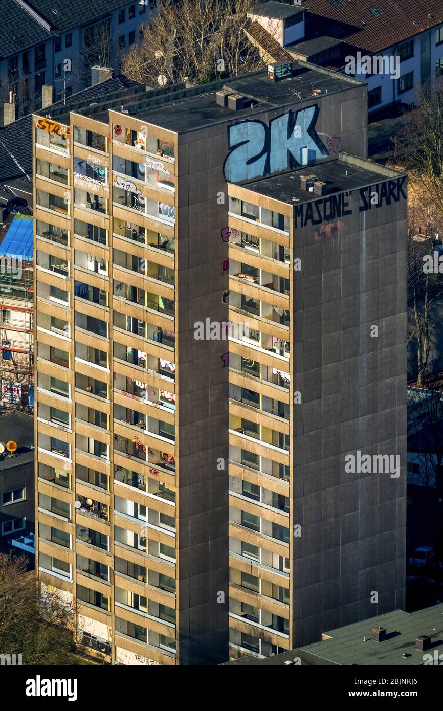 , Hochhaus im Wohngebiet an der Kieler Straße in Dortmund, 15.02.2017, Luftaufnahme, Deutschland, Nordrhein-Westfalen, Ruhrgebiet, Dortmund Stockfoto