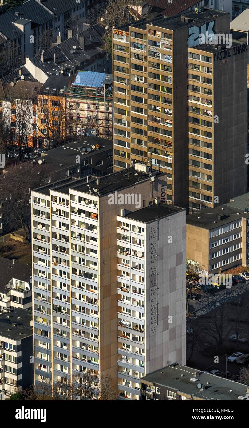 , Hochhaus im Wohngebiet an der Kieler Straße in Dortmund, 15.02.2017, Luftaufnahme, Deutschland, Nordrhein-Westfalen, Ruhrgebiet, Dortmund Stockfoto