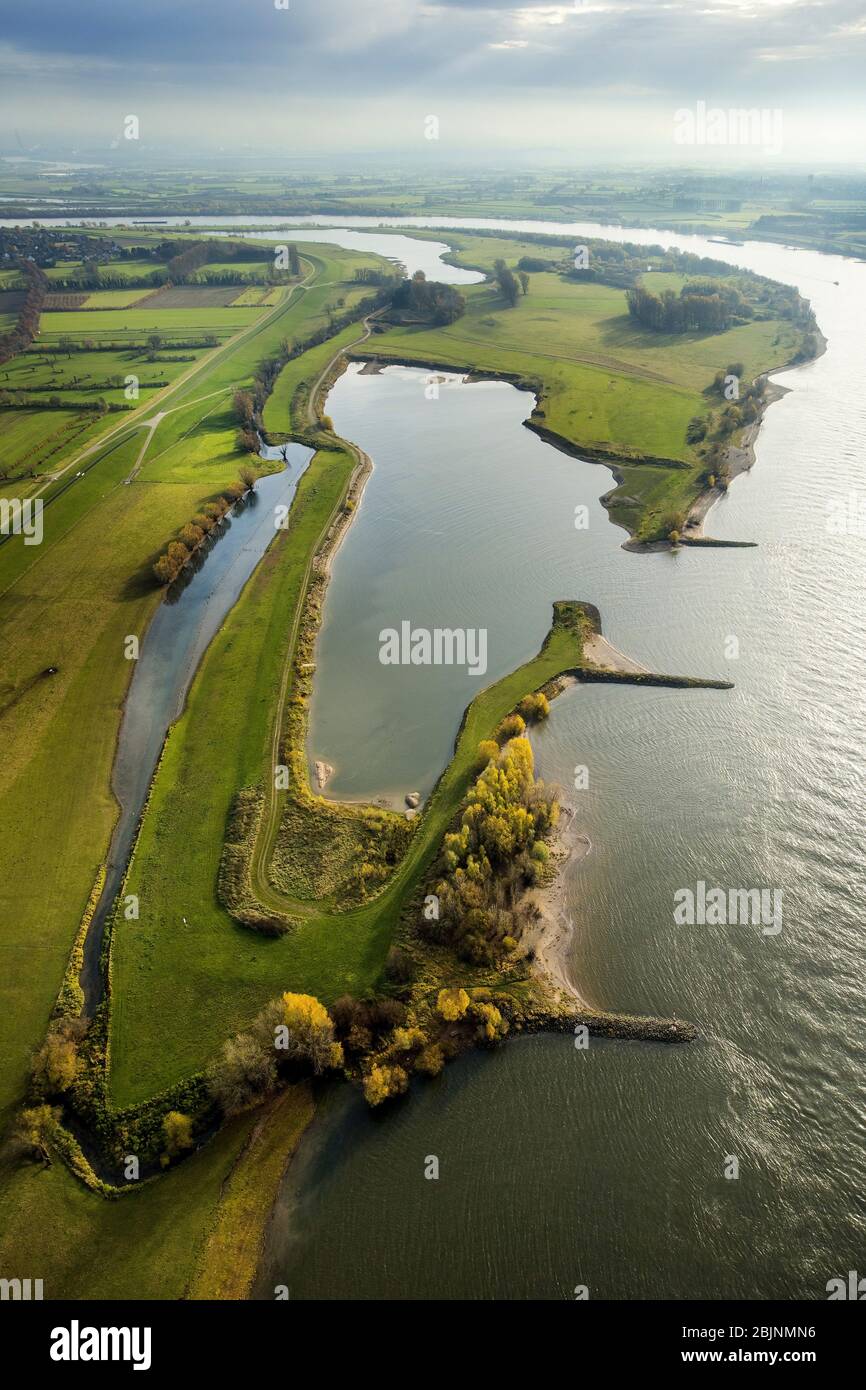 rheinbucht am Voerde, 23.11.2016, Luftaufnahme, Deutschland, Nordrhein-Westfalen, Voerde (Niederrhein) Stockfoto