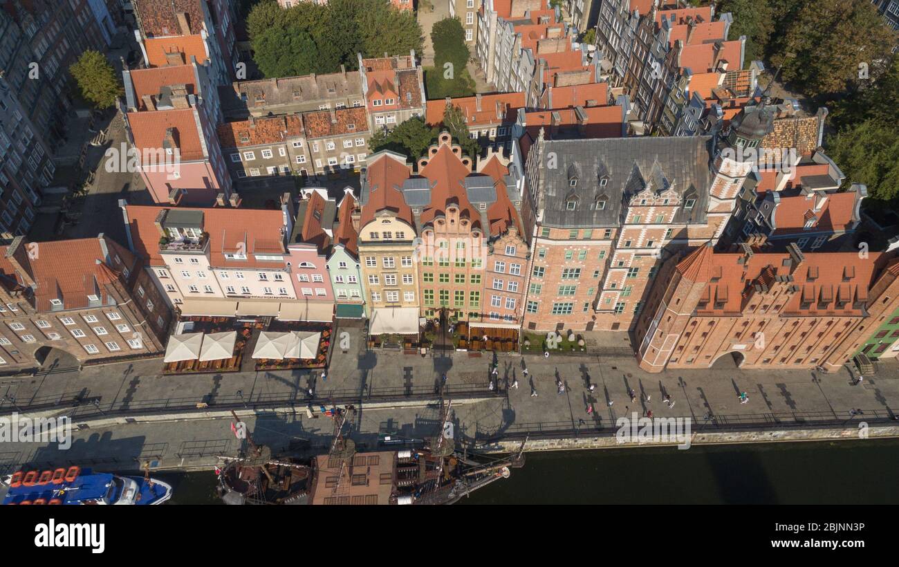 Danzig Altstadt Flussufer von oben Stockfoto