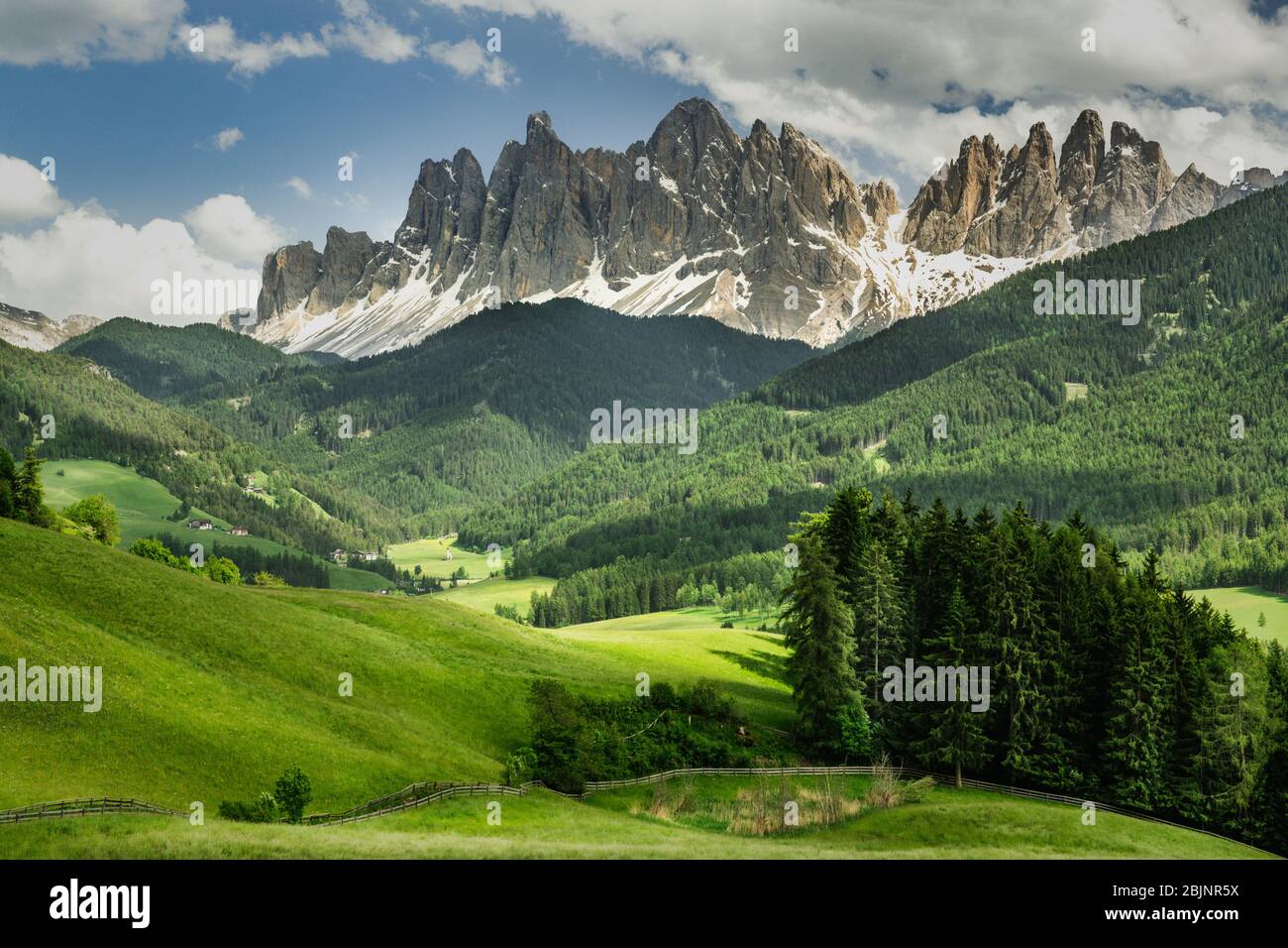 Dolomitenlandschaft, Di funs Tal, Südtirol, Italien Stockfoto