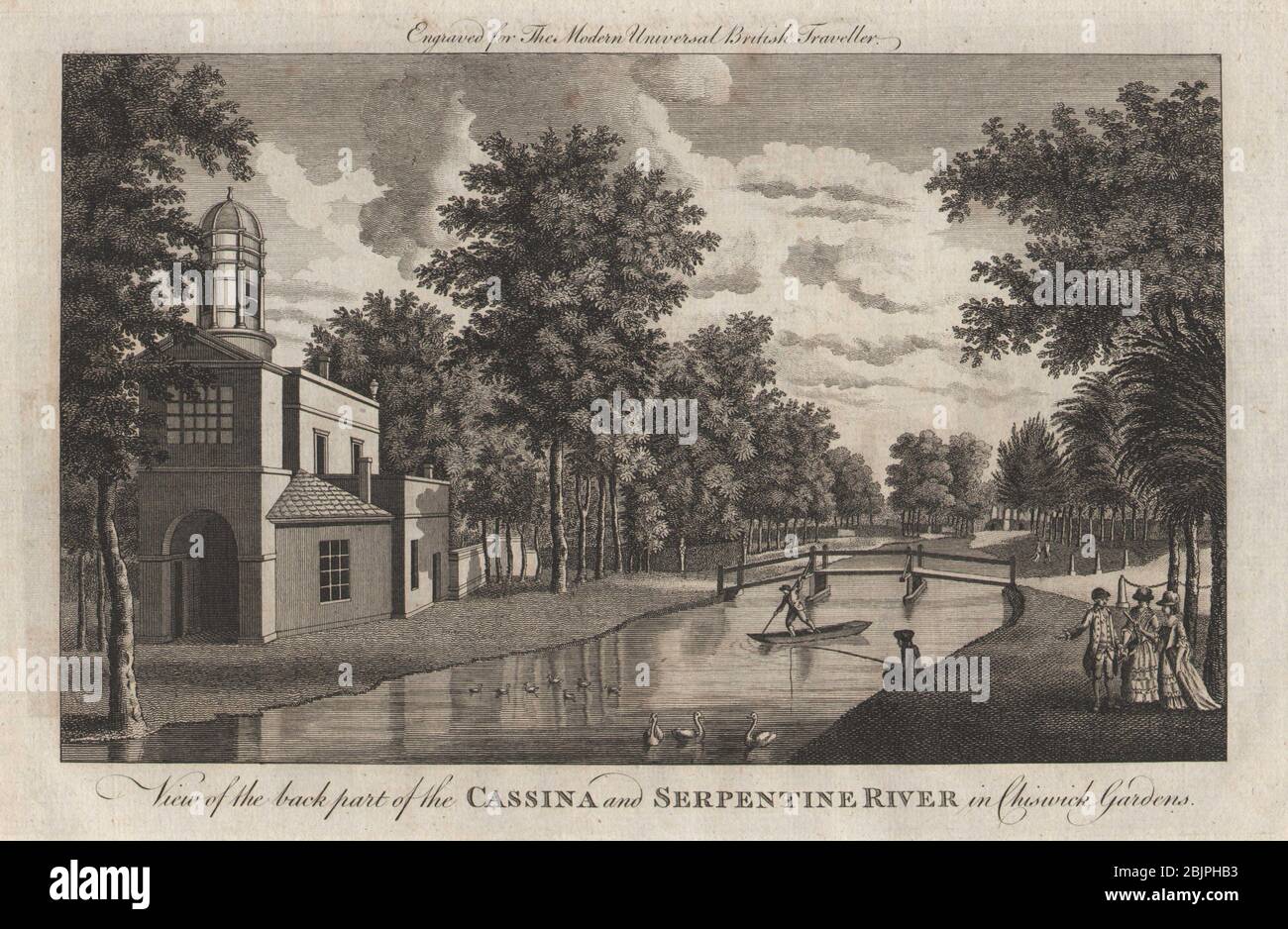 Cassina und Serpentine River, Chiswick House & Gardens. BURLINGTON 1779 Stockfoto