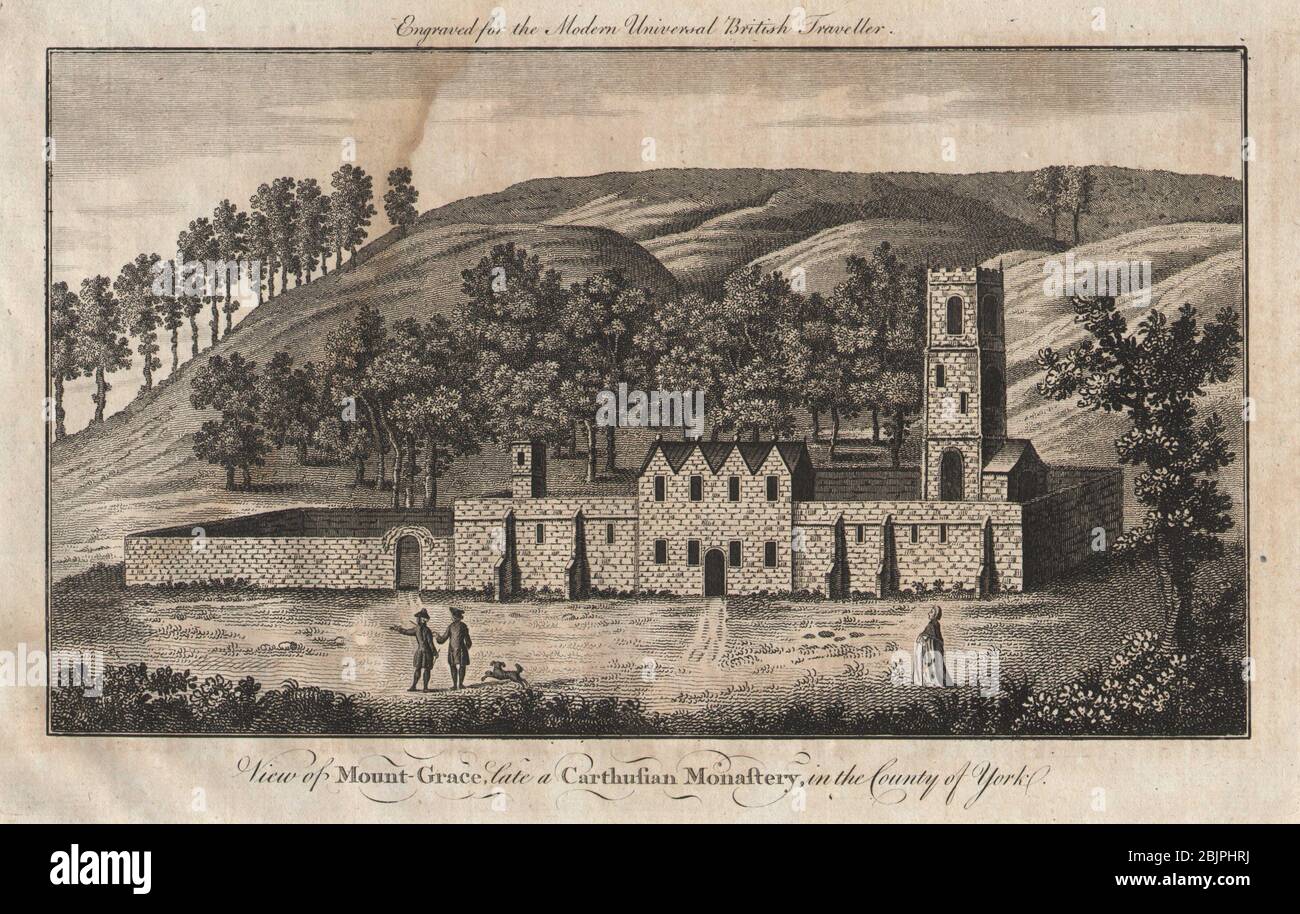 Mount Grace Priory, East Harlsey, North Yorkshire. Kartäuser. BURLINGTON 1779 Stockfoto