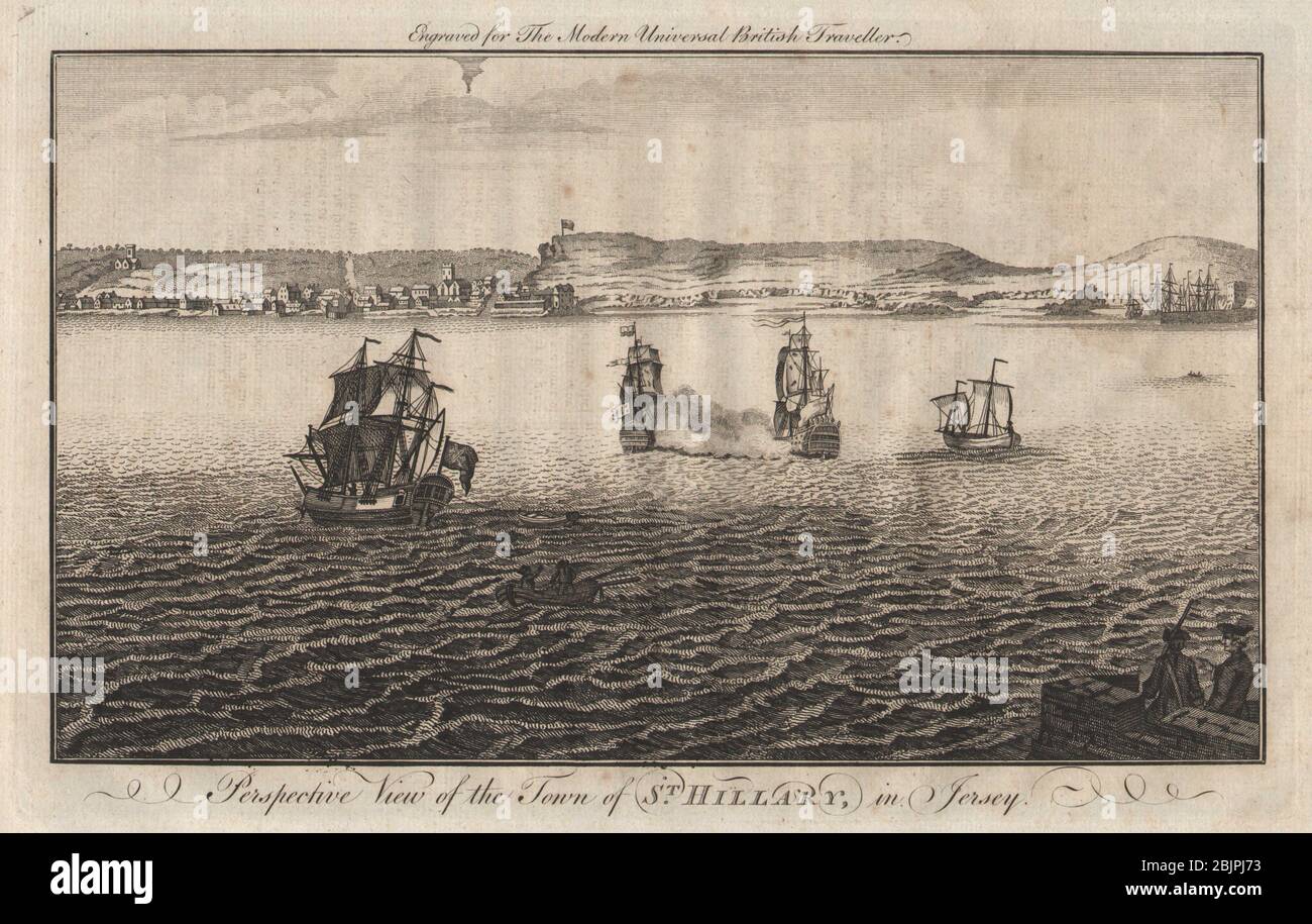 Die Stadt St. Hillary in Jersey. St. Helier. Kanalinseln. BURLINGTON 1779 Stockfoto