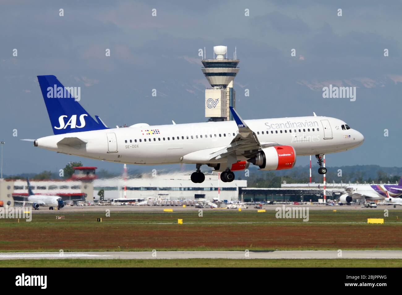SE-DOX SAS - Scandinavian Airlines, Airbus A320NEO AT in Malpensa (MXP / LIMC), Mailand, Italien Stockfoto