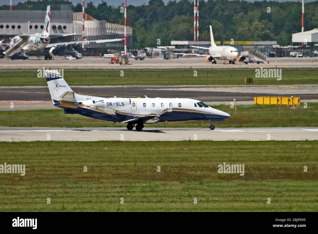 OK-XLS Silesia Air Cessna 560XL Citation XLS bei Malpensa (MXP / LIMC), Mailand, Italien Stockfoto