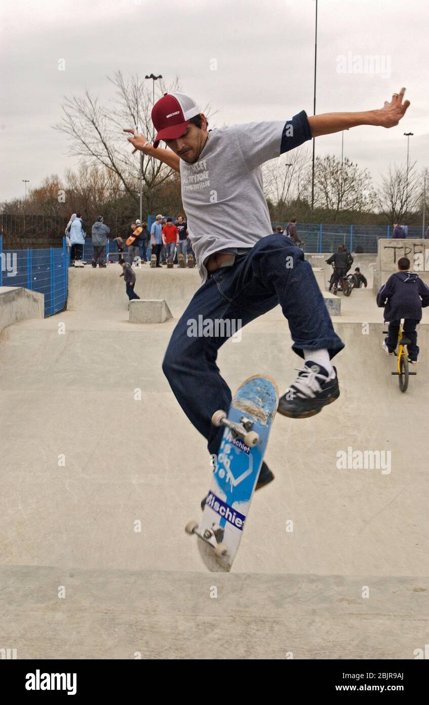 Skateboard Park im Exhibition Park; Newcastle-upon-Tyne; NE England; Großbritannien Stockfoto