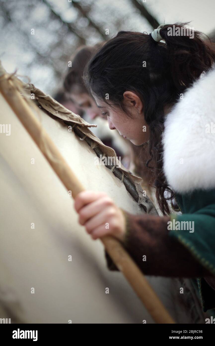 Feier des keltischen Festes von Imbolc @ Freizeitpark Axa Briga - Settimo Rottaro (TO) Italien - Samstag, 9. Februar 2019 Stockfoto