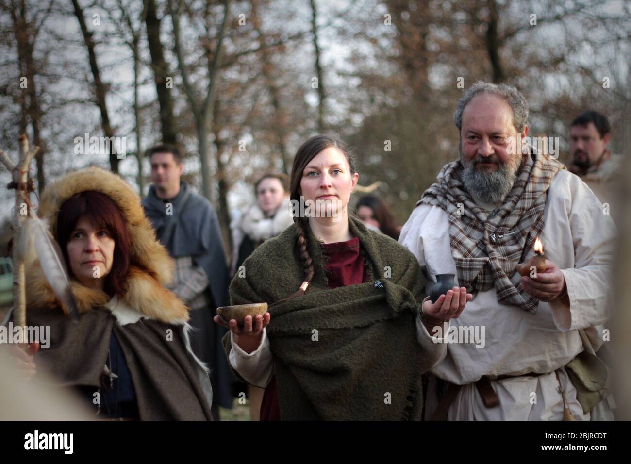 Feier des keltischen Festes von Imbolc @ Freizeitpark Axa Briga - Settimo Rottaro (TO) Italien - Samstag, 9. Februar 2019 Stockfoto