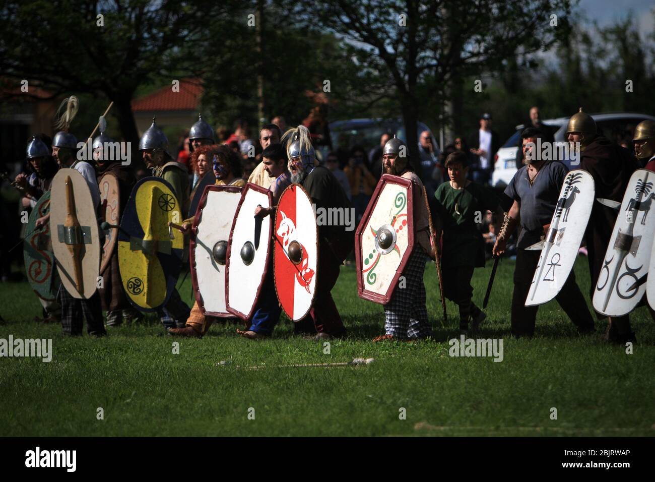 Insubria Festival 2019 - Parco Ghiotti - Marcallo con Casone (MI) Italien - 25.-28. April 2019 - Keltische Festival mit Musik, keltischen Markt, Essen, Geschichte Stockfoto