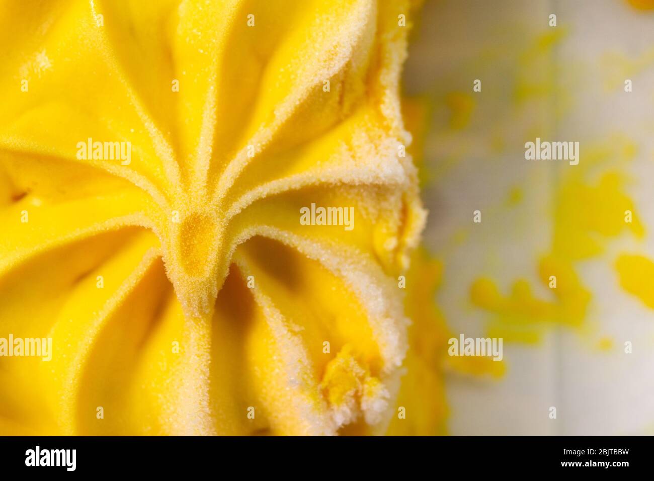Mango Eis von oben Makro detaillierte Textur Stockfoto