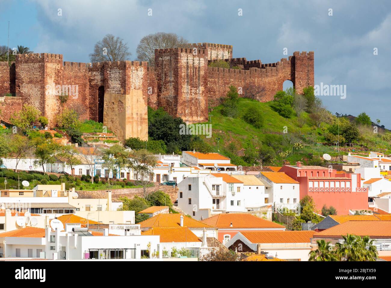 Blick auf die Burg in Silves, Algarve, Portugal Stockfoto