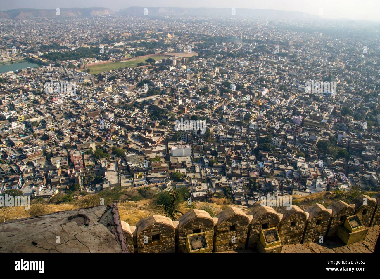 Luftaufnahme von jaipur Stadt von nahargarh Fort Stockfoto