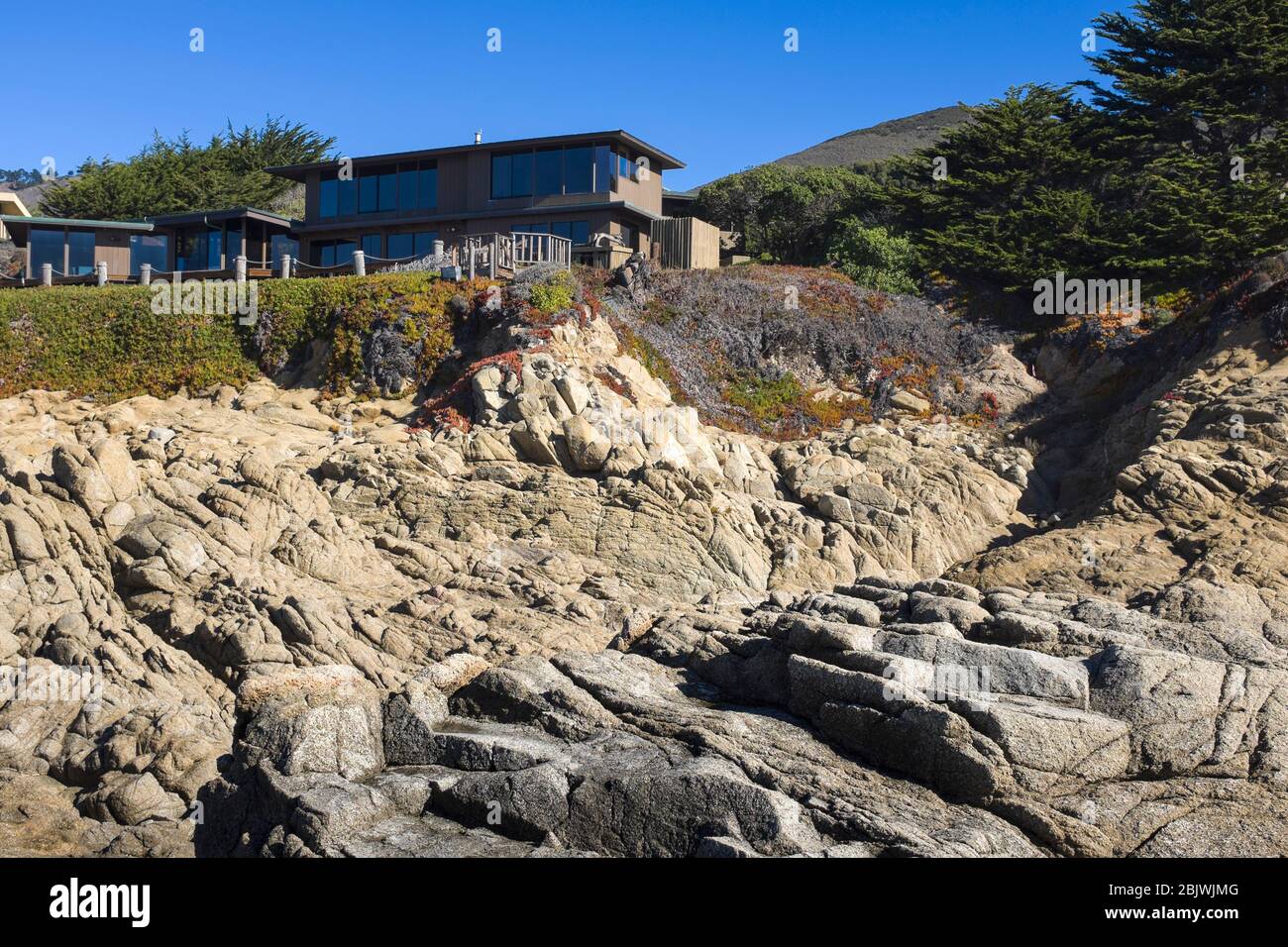 Oceanfront Luxus Haus (Grundstück freigegeben) in der Nähe von Carmel, Kalifornien Stockfoto