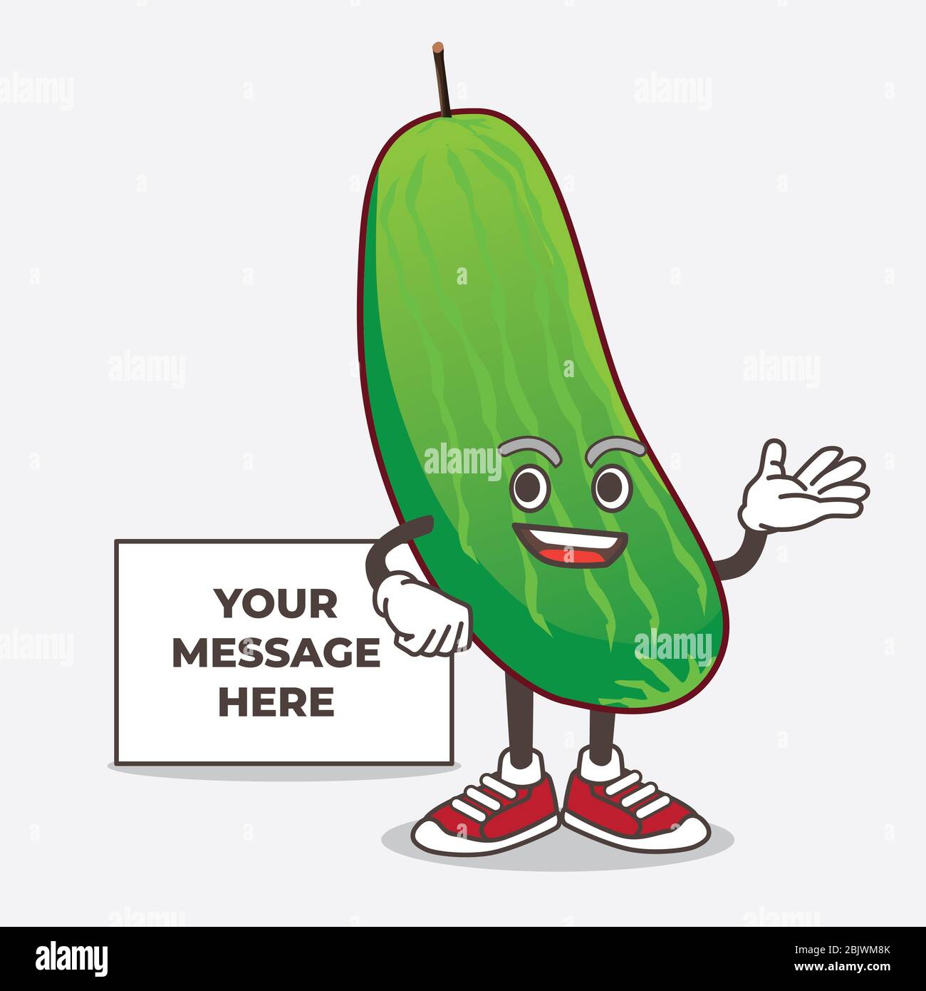 Eine Illustration von Cucumber Cartoon Maskottchen Figur mit Whiteboard Stockfoto