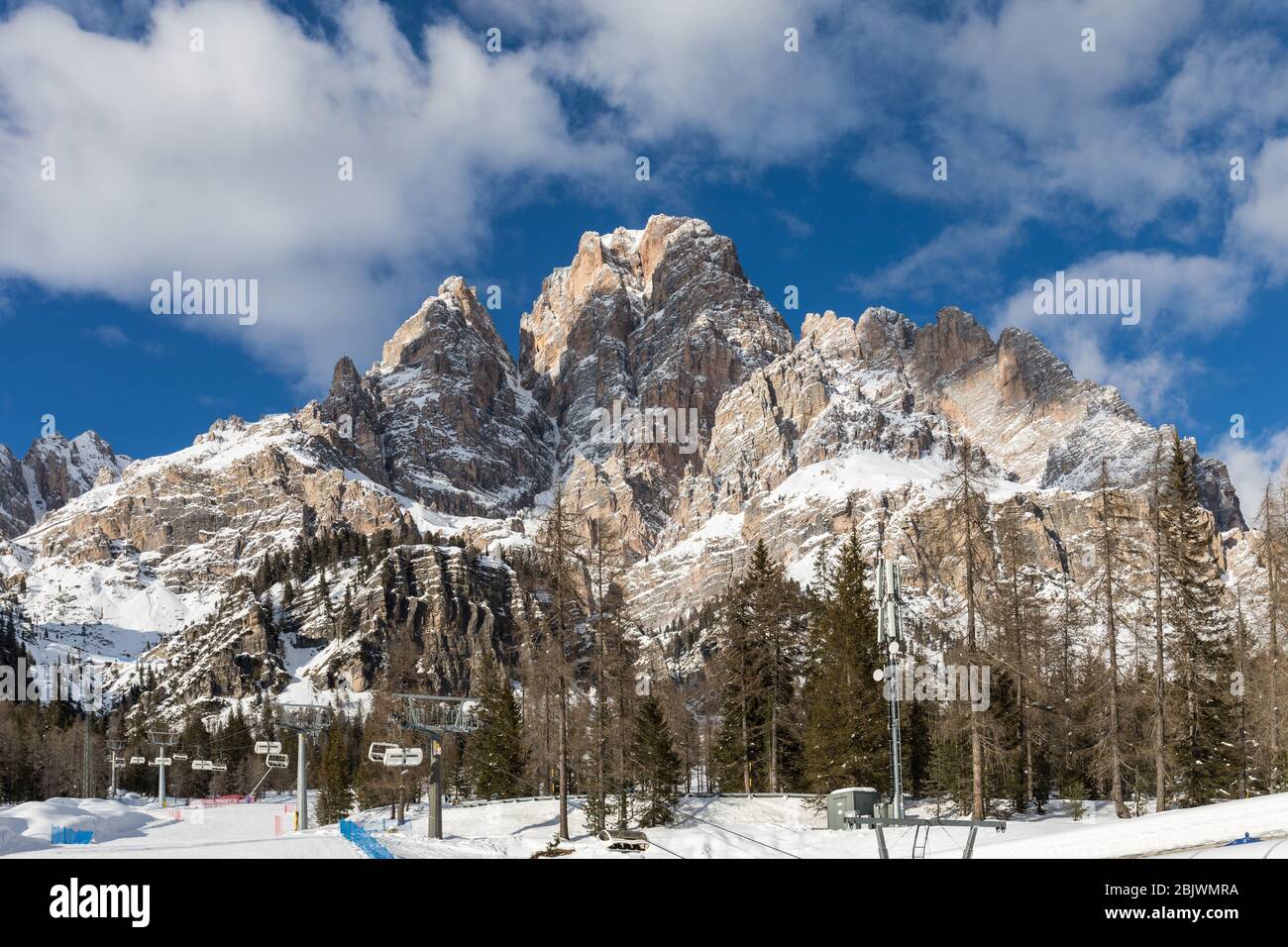 Skigebiet Monte Cristallo, Cortina d'Ampezzo, Venetien, Italien Stockfoto