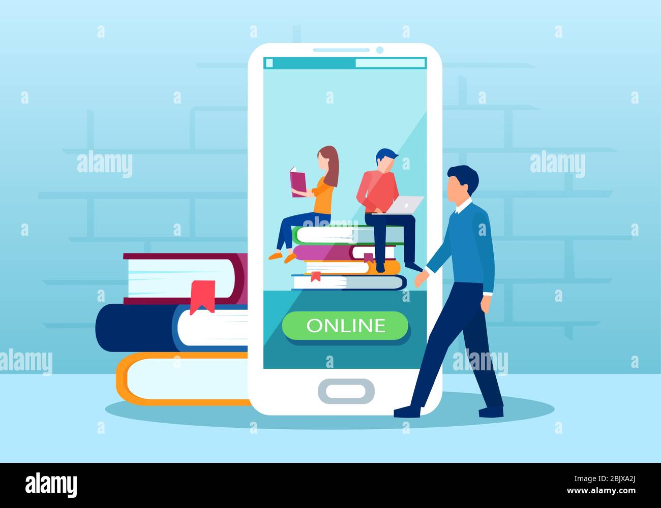 Vektor der Menschen Studenten mit moderner Technologie online zu studieren Stock Vektor Vektor der Menschen Studenten mit moderner Technologie online zu studieren Stock Vektor