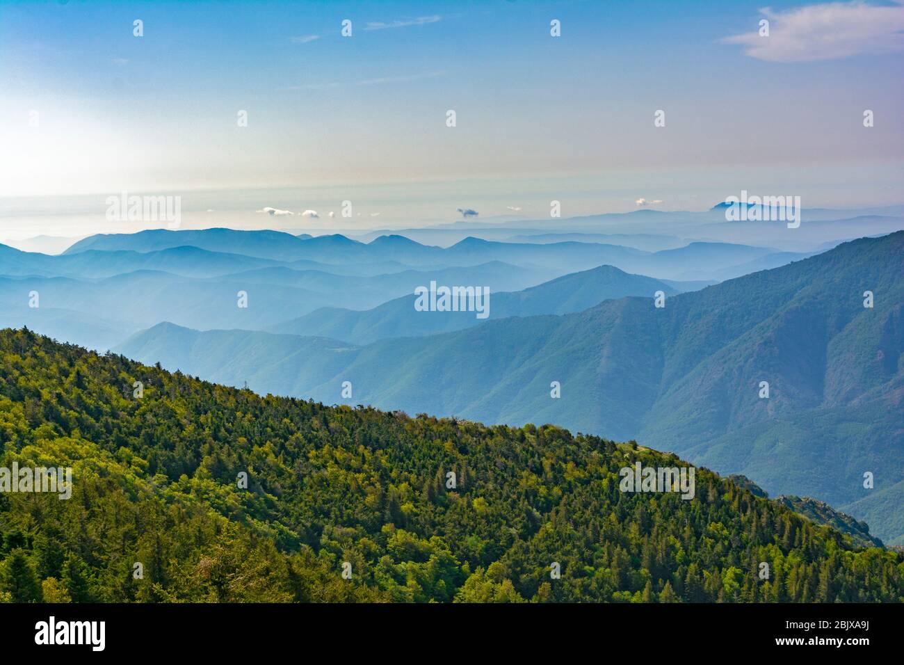 Frankreich, Nationalpark Cevennen, Mont Aigoual, Blick vom Gipfel Stockfoto
