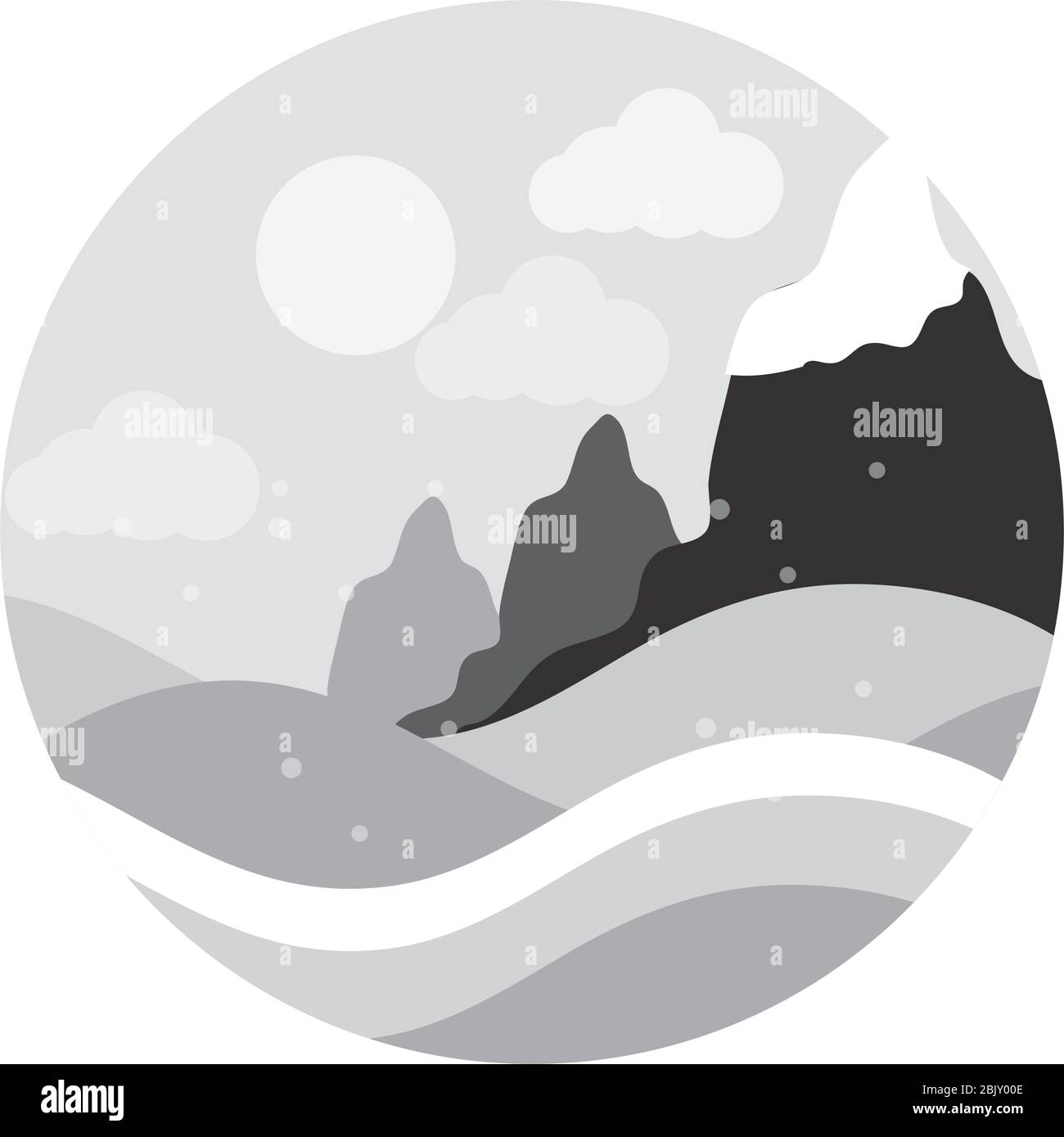 Landschaft Natur Hügel Berg Schnee fallen Winter Vektor Illustration flach Stil Symbol Stock Vektor