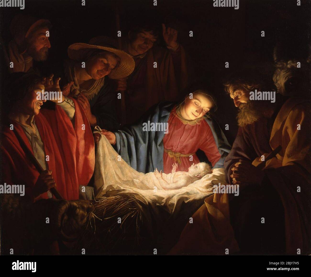 Gerrit van Honthorst - Anbetung der Hirten. Stockfoto