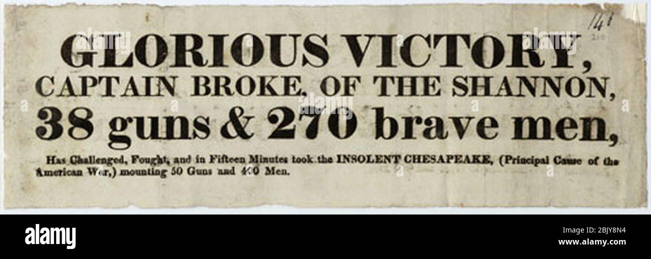 HMS Shannon Zeitung. Stockfoto