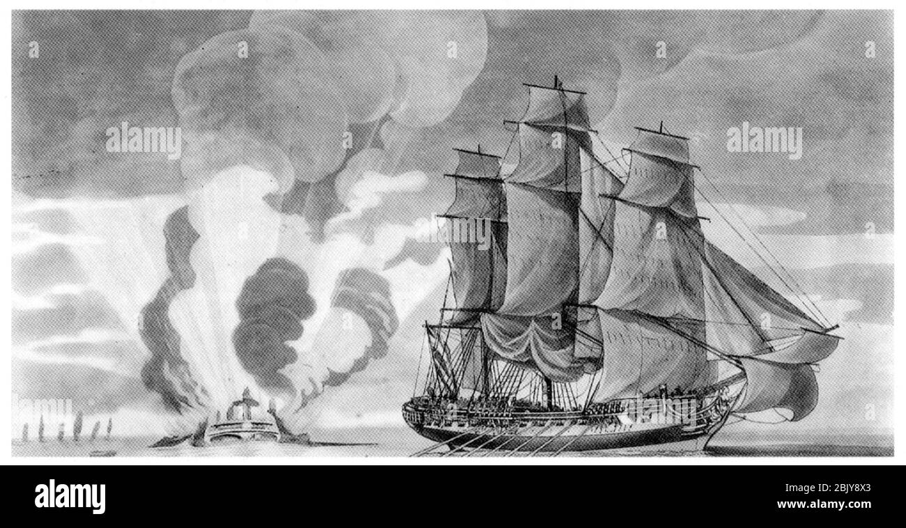 HMS Erfolg gegen Santa Catalina. Stockfoto