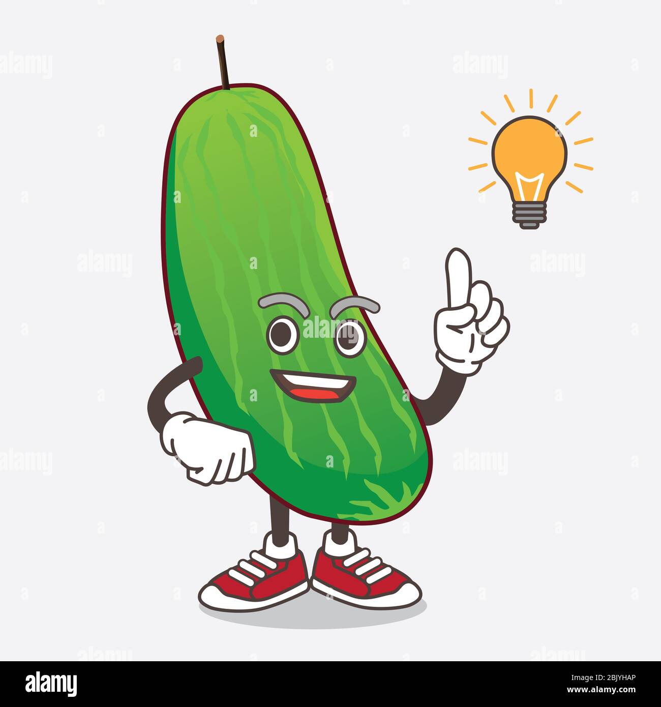 Eine Illustration von Cucumber Cartoon Maskottchen Charakter eine Idee zu bekommen Stockfoto