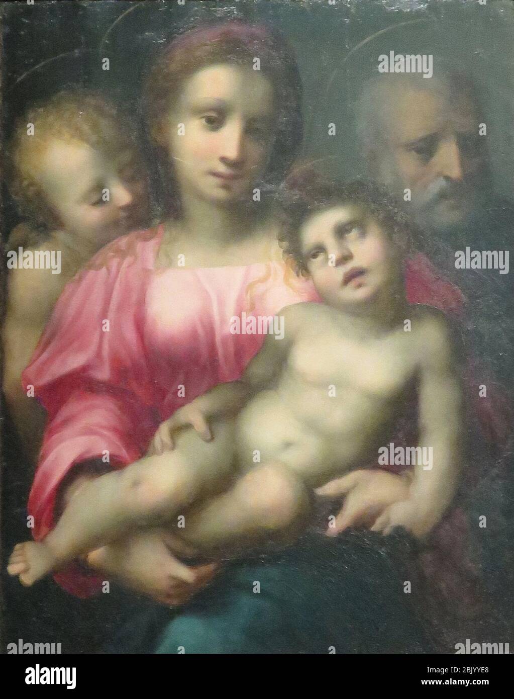 Heilige Familie mit Johannes dem Täufer von Domenico Puligo, Stockfoto