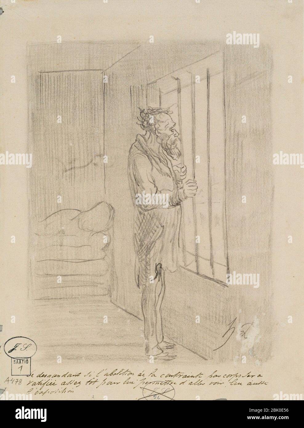 Honoré Daumier - Mann unter Schloss und Schlüssel Stockfoto