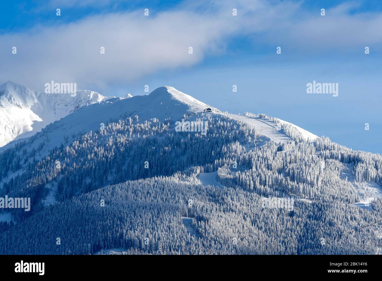 Kellerjoch im Winter, Tuxer Voralpen, Tirol, Österreich Stockfoto