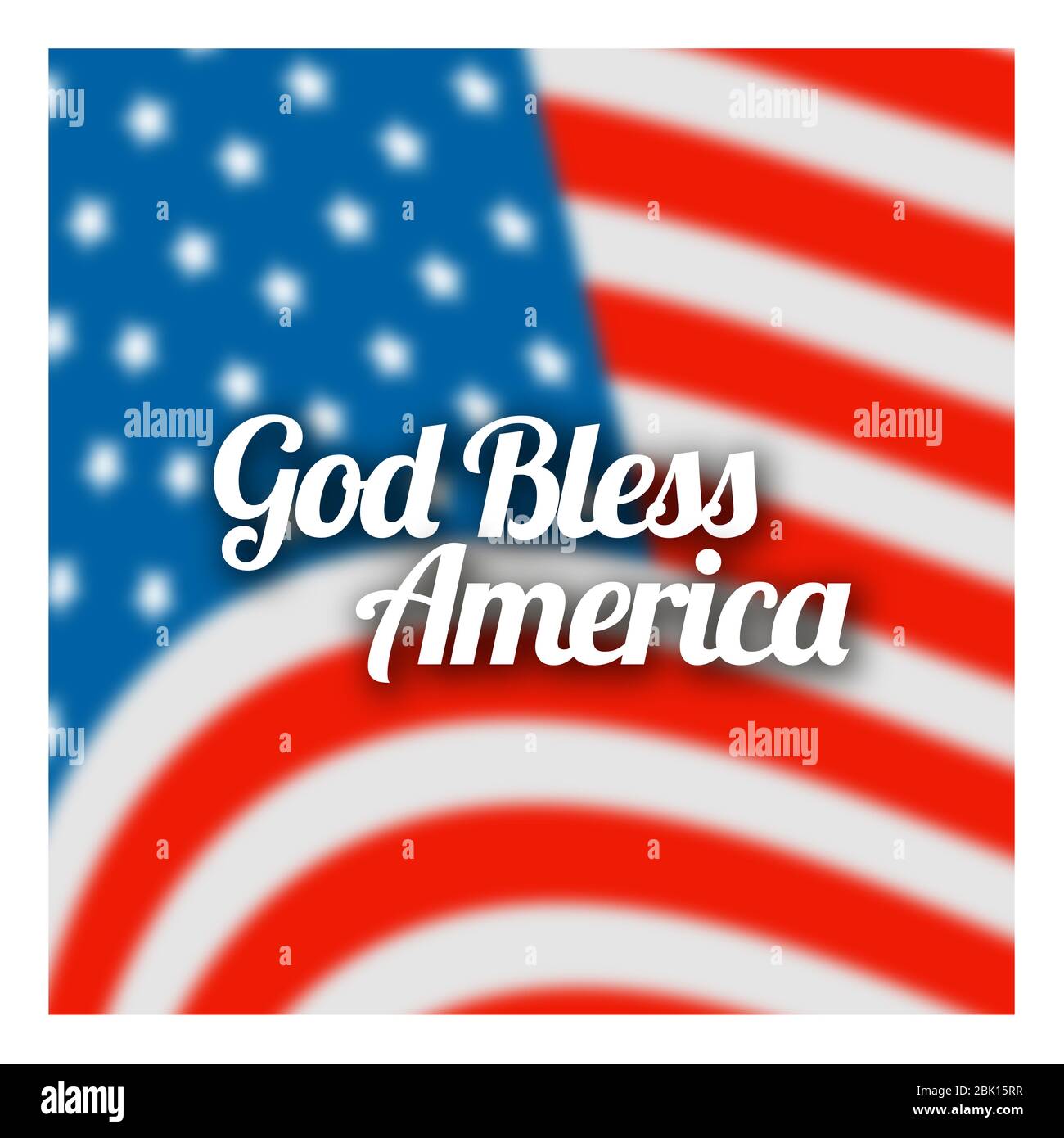 Gott segne Amerika Banner auf der amerikanischen Flagge Stockfoto