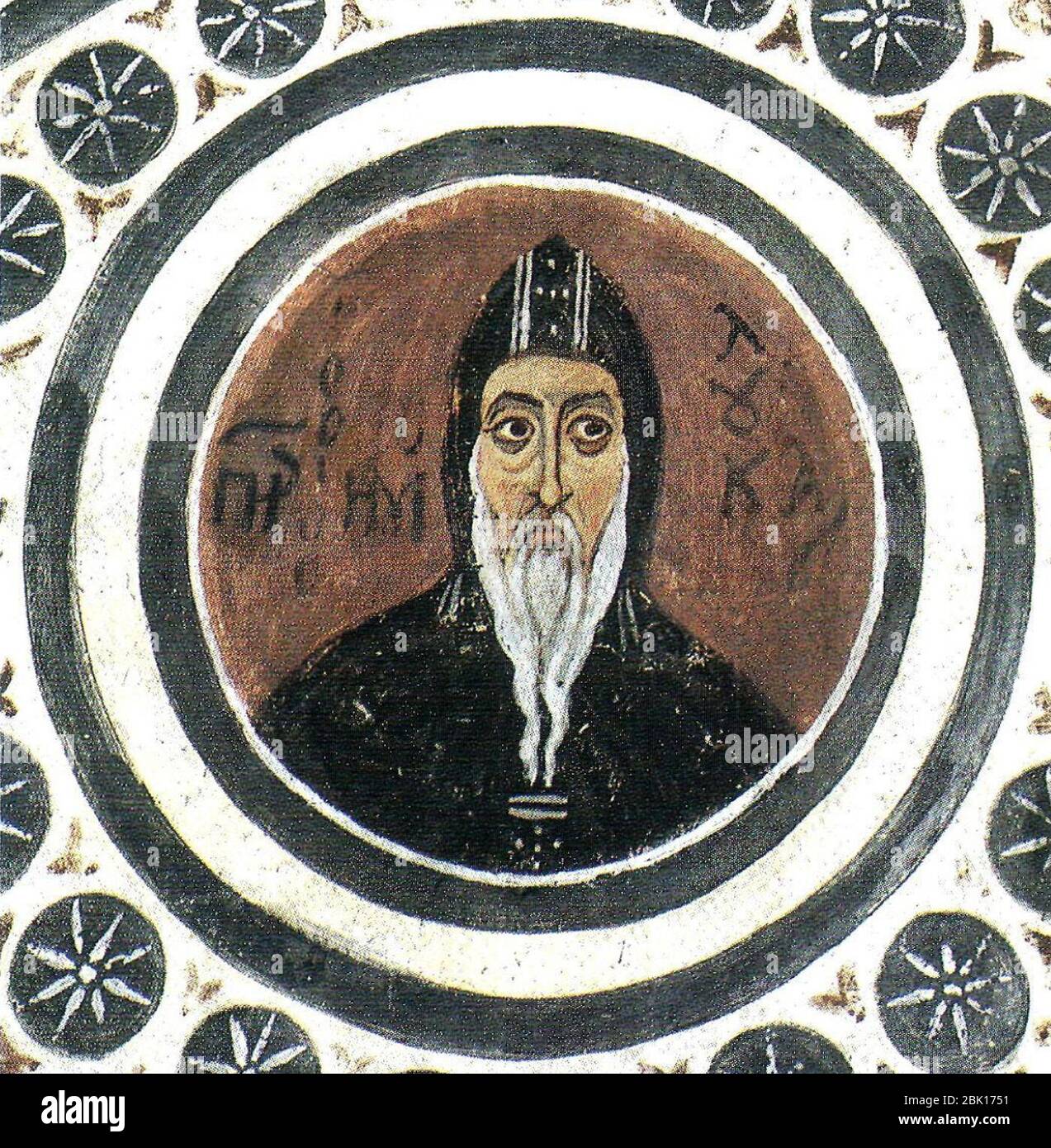 Hosios Loukas Krypta (südöstlicher Groin-Gewölbe) - Heiliger Vater Lukas. Stockfoto