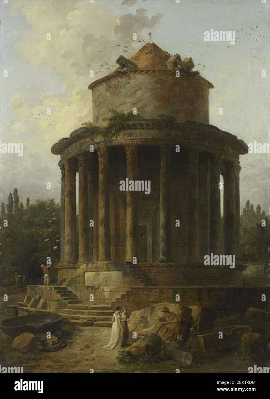 Hubert Robert - EIN runder Tempel, der einst der Venus gewidmet war. Stockfoto
