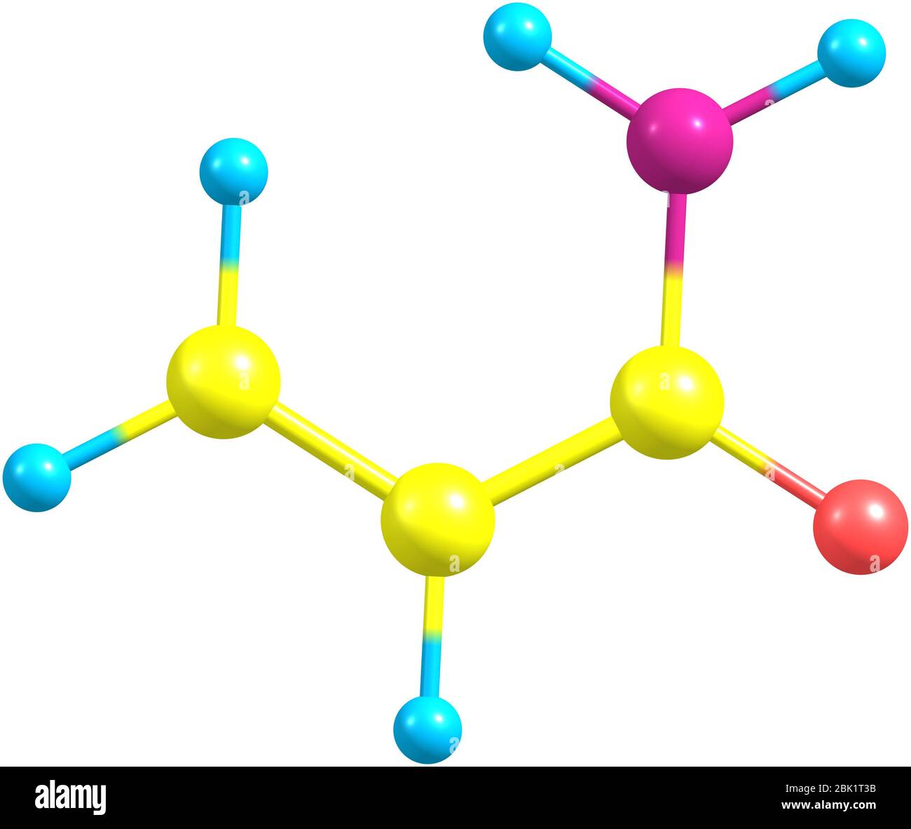 Acrylamid (Acrylamid) ist eine chemische Verbindung. Es ist ein weißer geruchloser kristalliner Feststoff, löslich in Wasser, Ethanol, Äther und Chloroform. Stockfoto