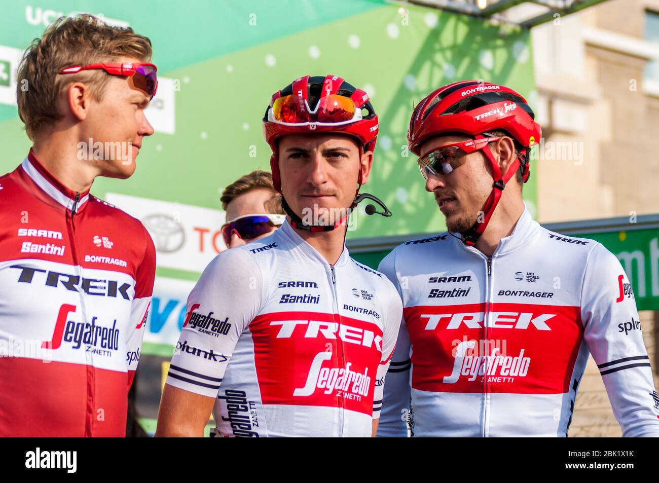 giulio ciccone (ita) (Trek segafredo) bei der Teampräsentation während des Giro di Lombardia 2019, bergamo-como, Italien, 12. Oktober 2019 Stockfoto