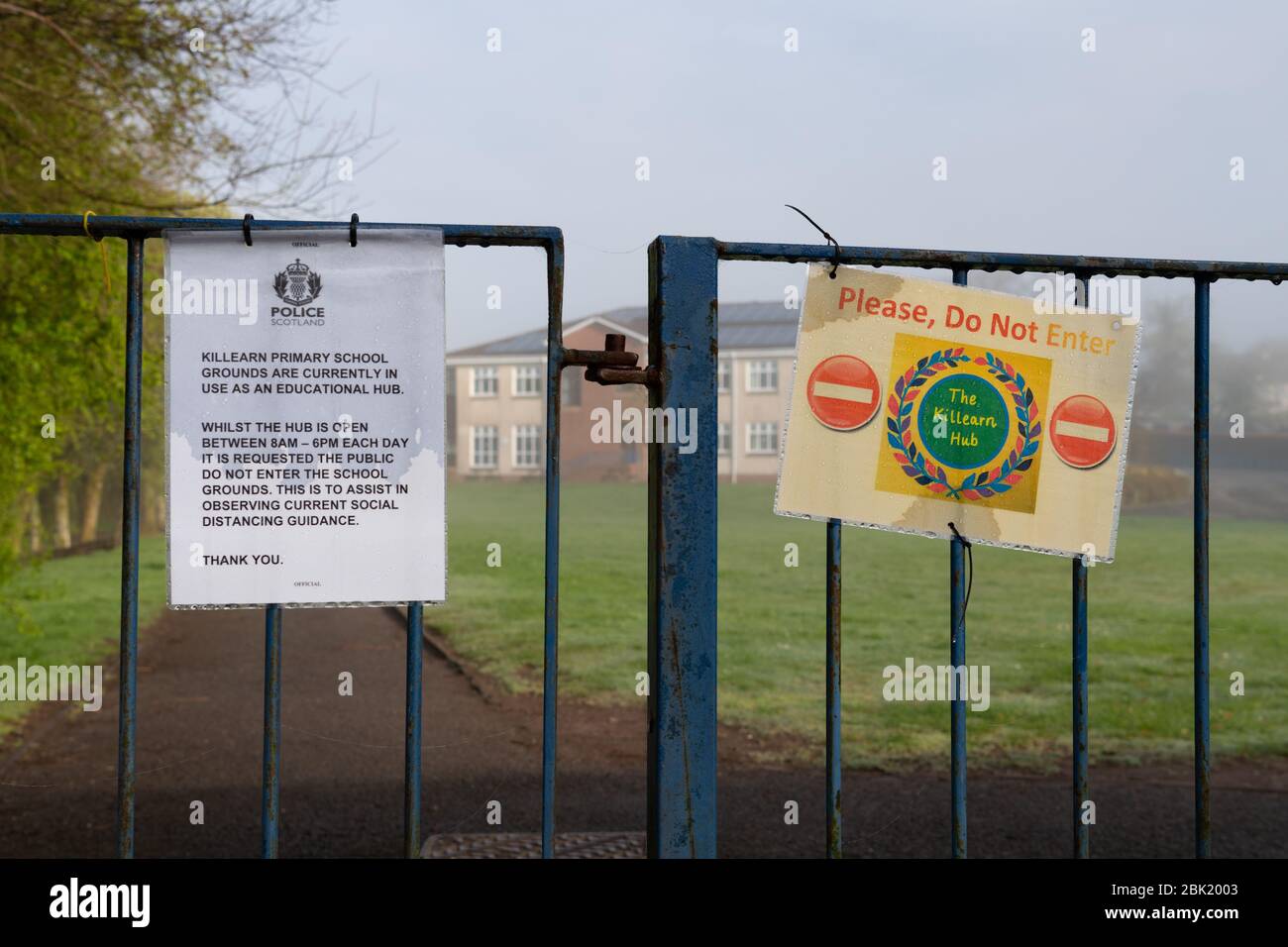 Killearn Primary School - eine von mehreren Drehkreuz-Schulen im Stirling-Gebiet, die während der Coronavirus-Pandemie in Killearn, Stirlingshire, Schottland, betrieben werden Stockfoto