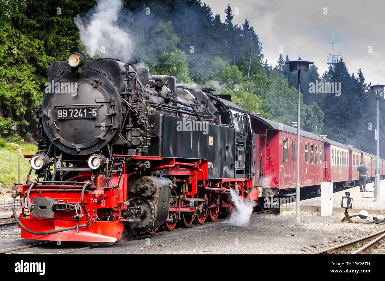 Dampfeisenbahn in Schierke auf dem Weg zum Brocken Stockfoto