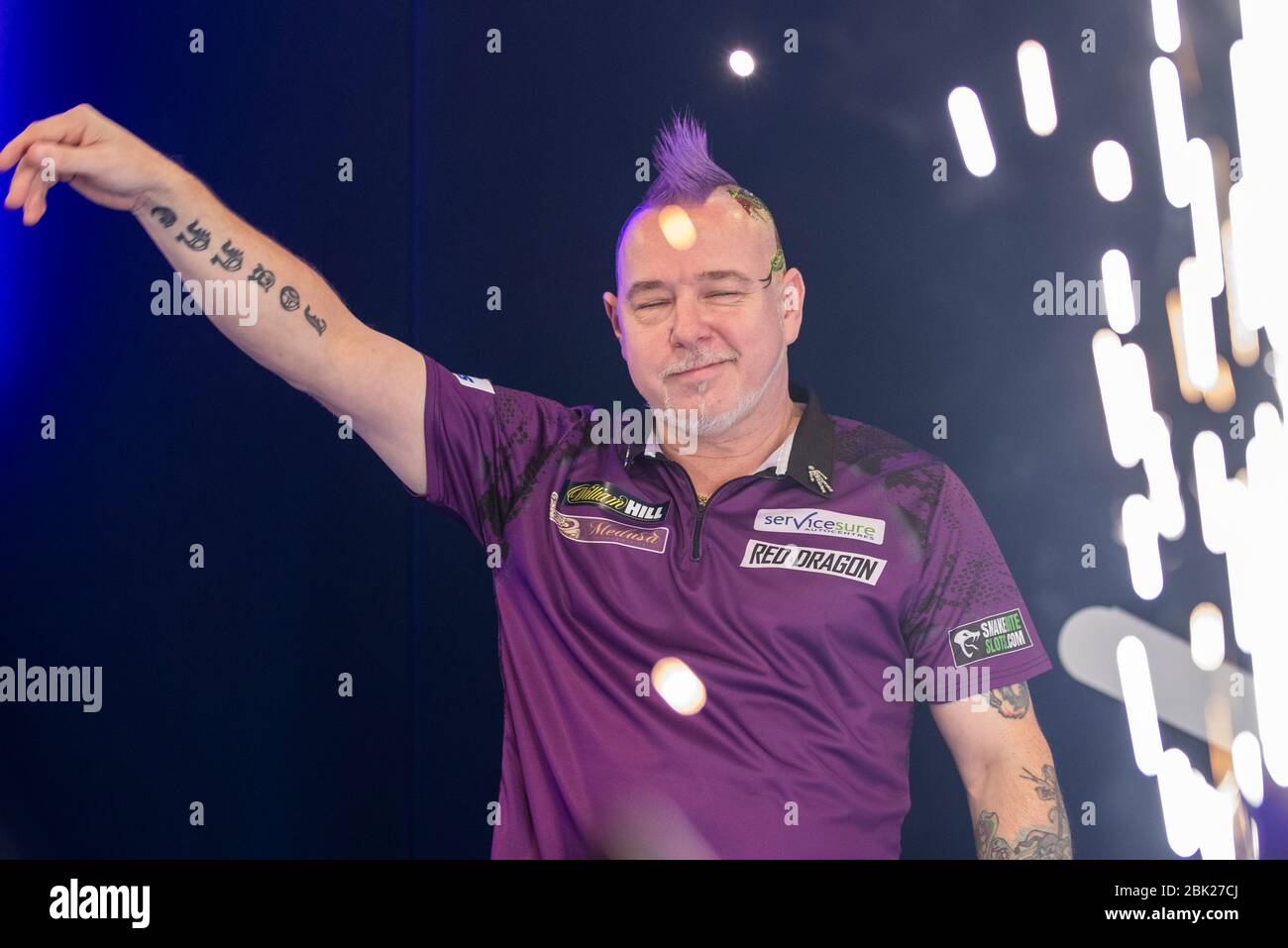 01-01-2020 Peter Wright gewinnt die PDC Weltmeisterschaft 2020 in Alexandra Palace gegen Michael van Gerwen Stockfoto