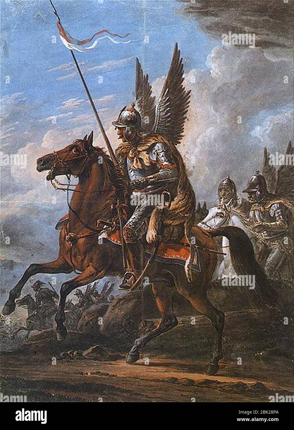 Hussars Ladung von Aleksander Orłowski. Stockfoto